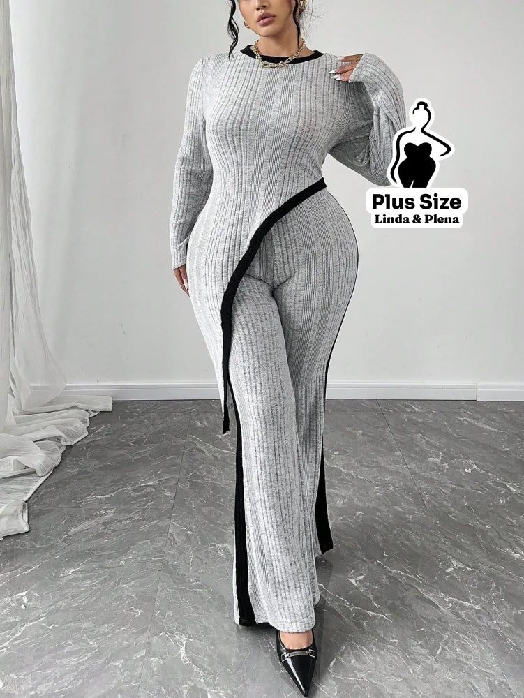 Conjunto Assimétrico Metalizado Com Calça Reta Plus Size Conjunto Assimétrico Metalizado Com Calça Reta Plus Size