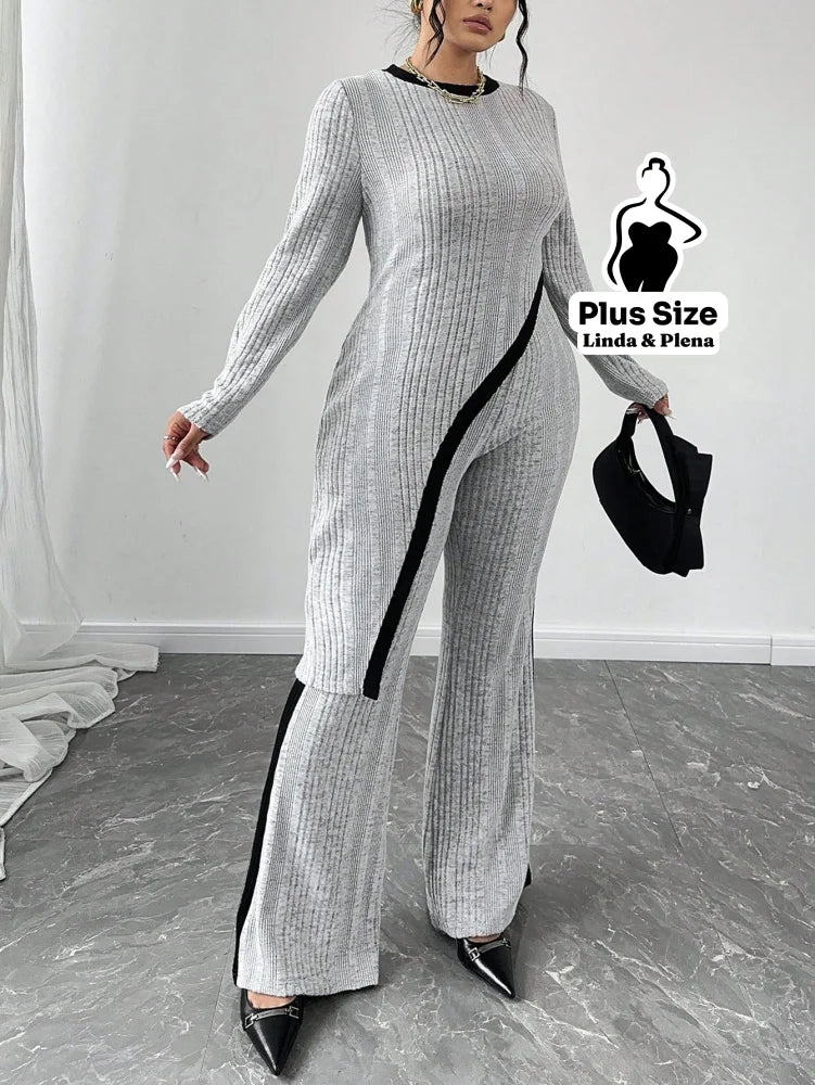 Conjunto Assimétrico Metalizado Com Calça Reta Plus Size Conjunto Assimétrico Metalizado Com Calça Reta Plus Size