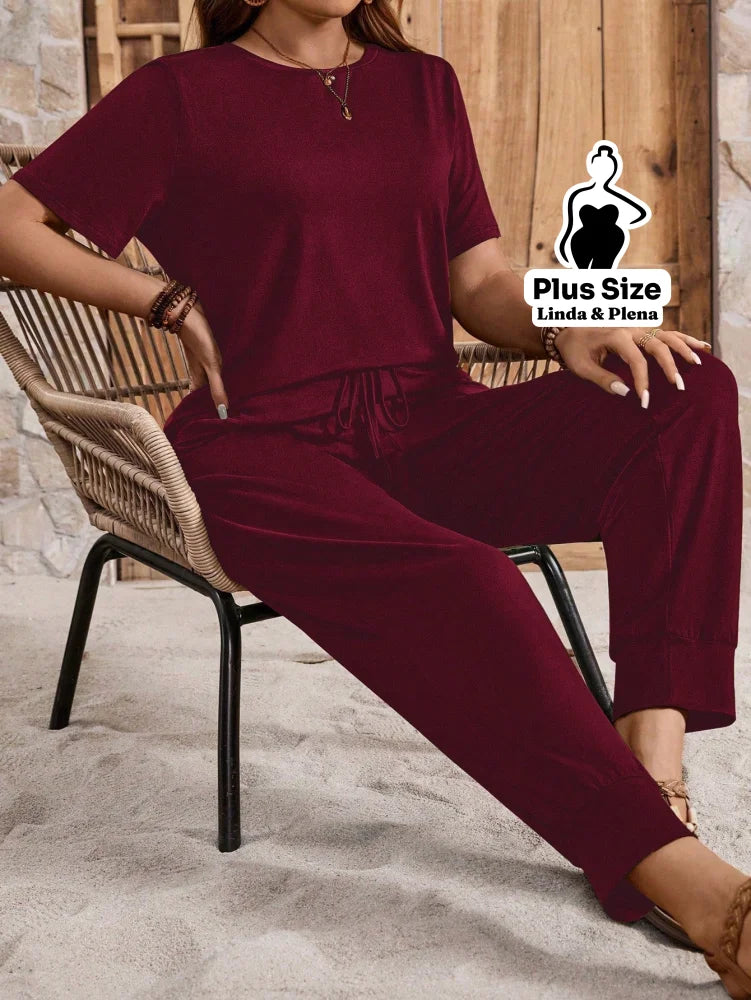 Conjunto Básico Conforto Com Calça Jogger Plus Size Conjunto Básico Conforto Com Calça Jogger Plus Size