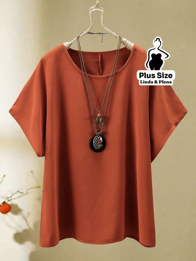 Conjunto Blusa Manga Curta Calça Pantalona Cós Elástico Plus Size Conjunto Blusa Manga Curta Calça Pantalona Cós