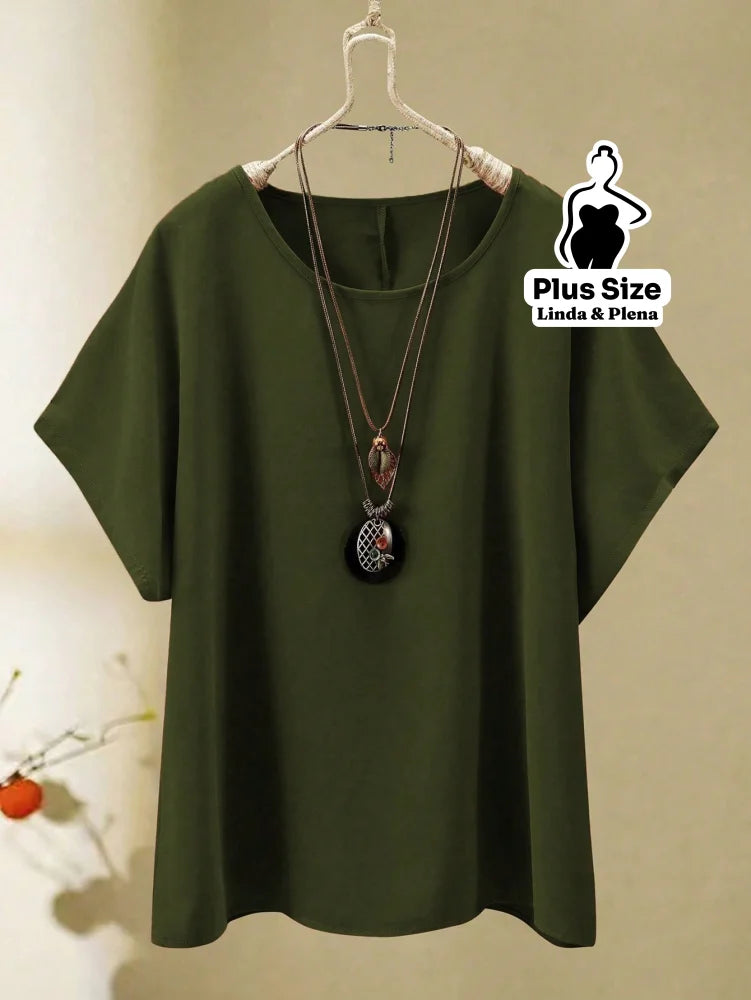 Conjunto Blusa Manga Curta Decote V Botões Calça Plus Size Conjunto Blusa Manga Curta Decote V Botões Calça Plus Size