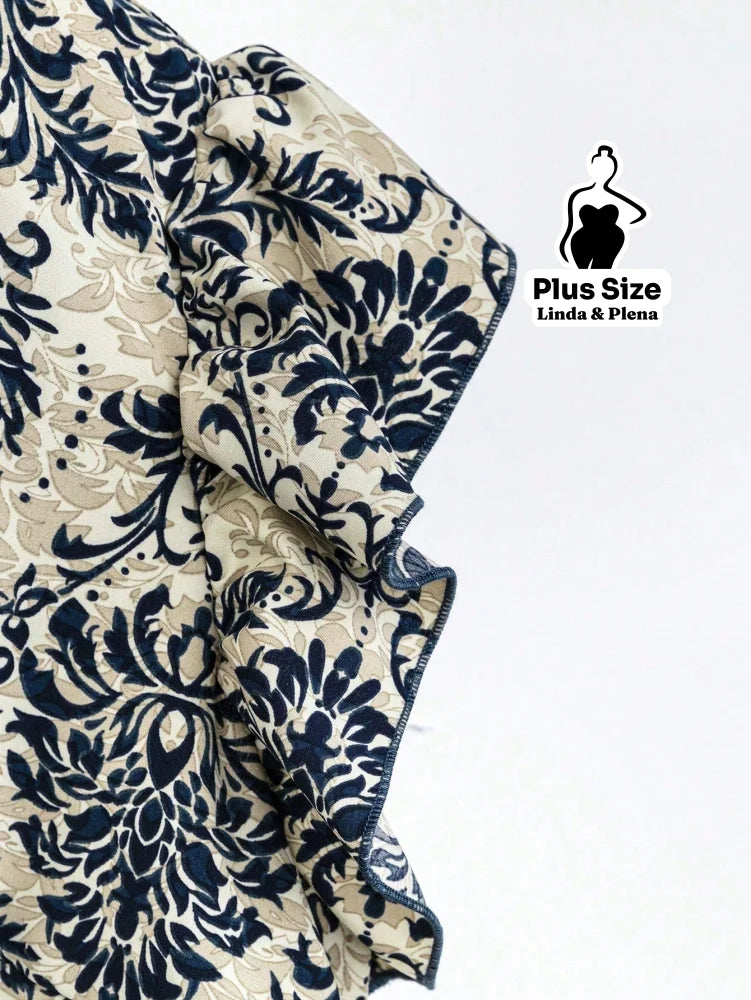 Conjunto Blusa Manga Curta Detalhe Babado Pantalona Plus Size Conjunto Blusa Manga Curta Detalhe Babado Pantalona Plus