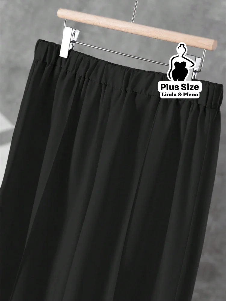 Conjunto Blusa Manga Longa Decote V Calça Pantalona Plus Size Conjunto Blusa Manga Longa Decote V Calça Pantalona Plus