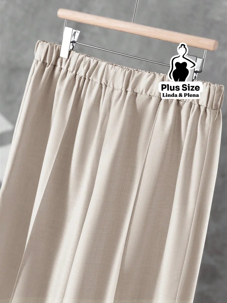 Conjunto Blusa Manga Longa Decote V Calça Pantalona Plus Size Conjunto Blusa Manga Longa Decote V Calça Pantalona Plus
