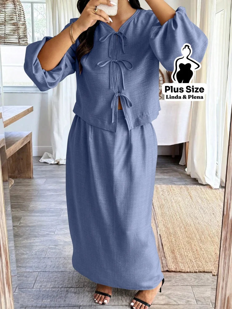 Conjunto Blusa Manga Longa E Saia Longa Plus Size Conjunto Blusa Manga Longa E Saia Longa Plus Size