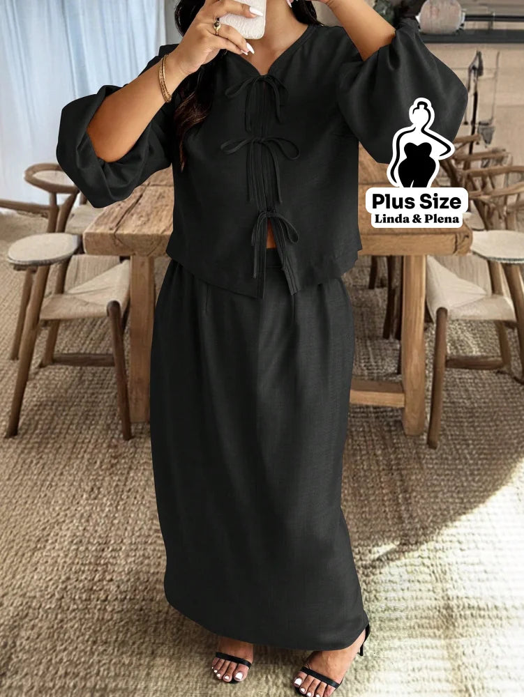 Conjunto Blusa Manga Longa E Saia Longa Plus Size Conjunto Blusa Manga Longa E Saia Longa Plus Size