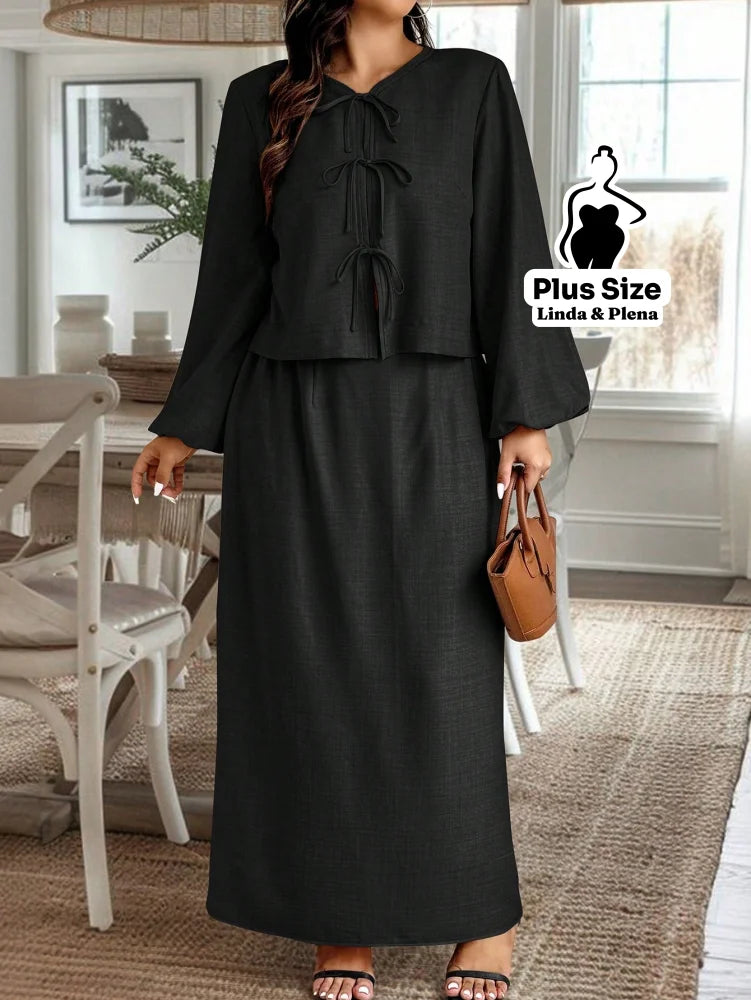 Conjunto Blusa Manga Longa E Saia Longa Plus Size Conjunto Blusa Manga Longa E Saia Longa Plus Size