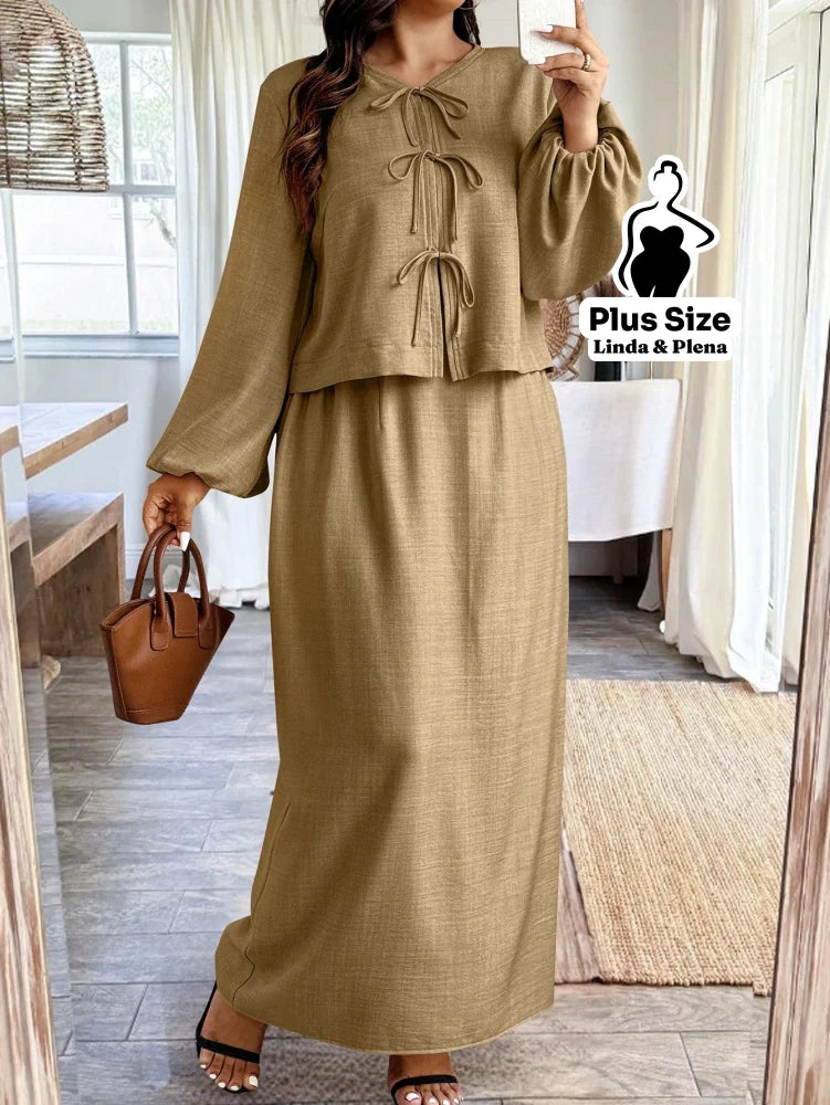 Conjunto Blusa Manga Longa E Saia Longa Plus Size Conjunto Blusa Manga Longa E Saia Longa Plus Size