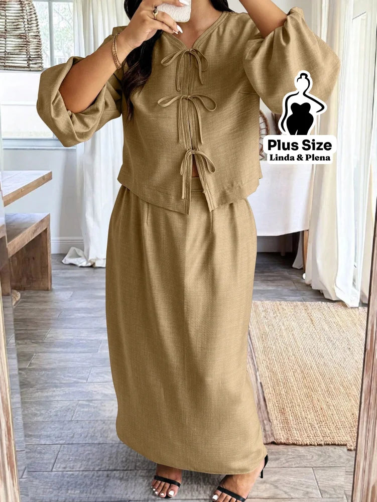 Conjunto Blusa Manga Longa E Saia Longa Plus Size Conjunto Blusa Manga Longa E Saia Longa Plus Size