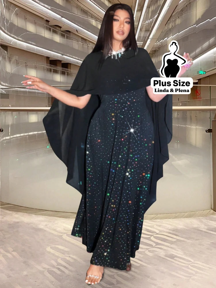 Conjunto Brilhante Com Capa Longa E Saia Rodada Plus Size G Conjunto Brilhante Com Capa Longa E Saia Rodada Plus Size