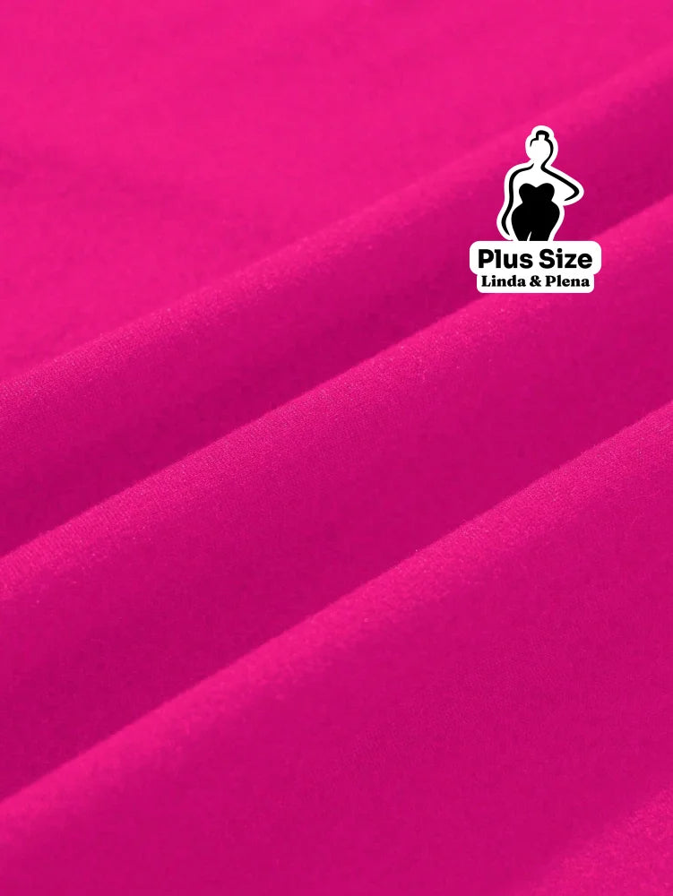 Conjunto Camiseta Estampada E Bermuda Cintura Alta Plus Size Conjunto Camiseta Estampada E Bermuda Cintura Alta Plus