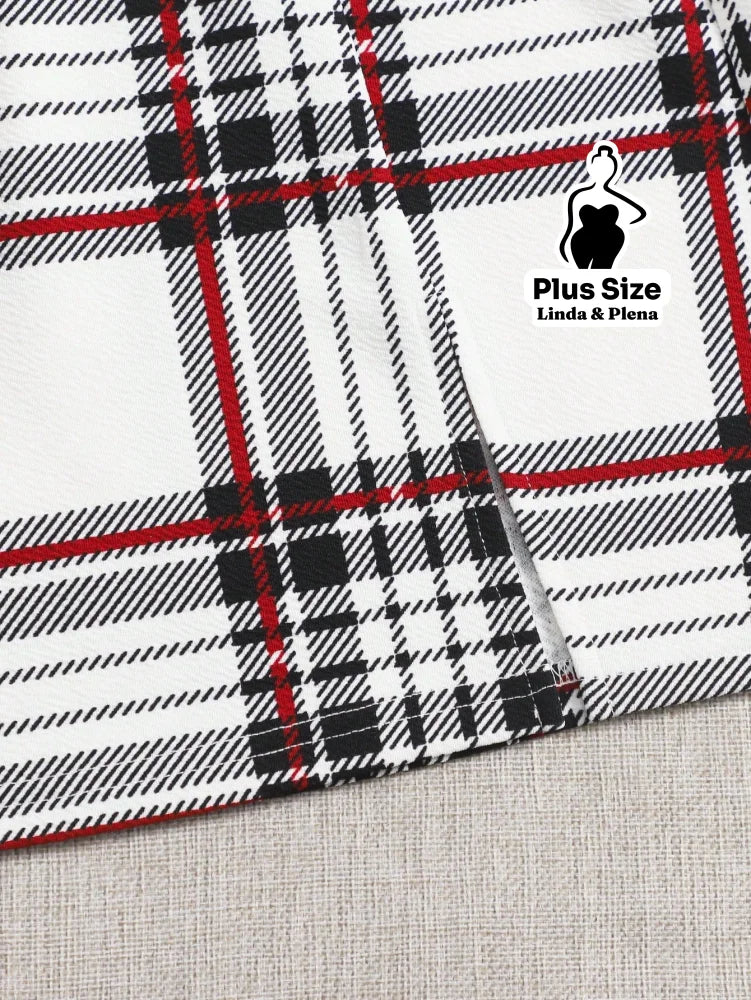 Conjunto Ciganinha Canelada E Saia Xadrez Curta Plus Size Conjunto Ciganinha Canelada E Saia Xadrez Curta Plus Size