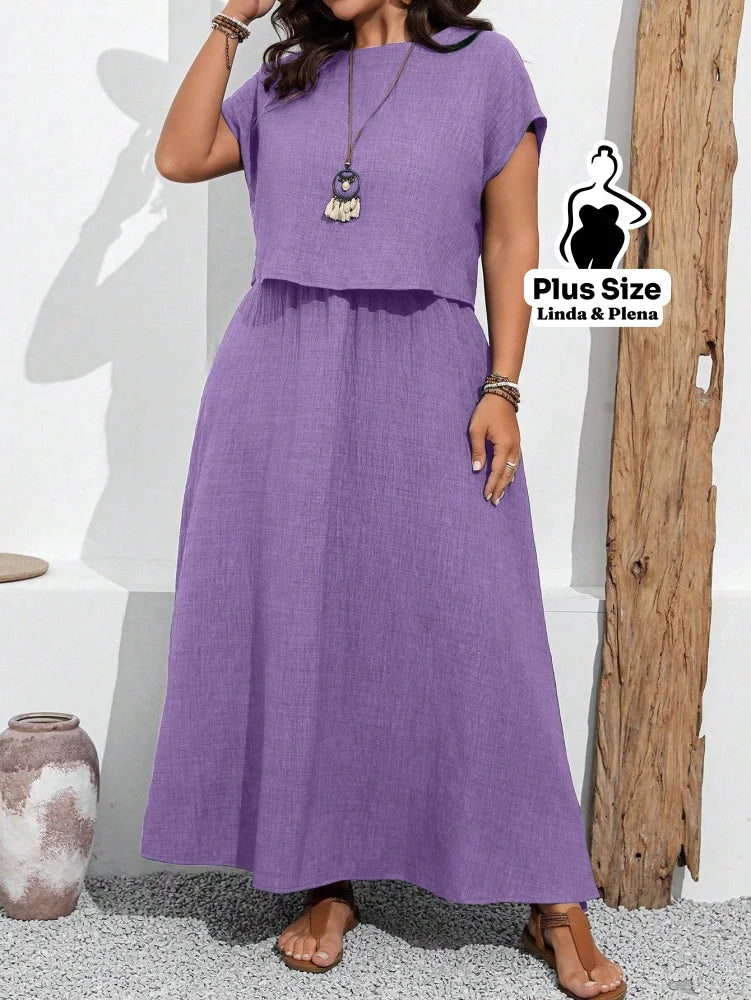 Conjunto com Blusa Solta e Saia Longa Fluída Plus Size Conjunto com Blusa Solta e Saia Longa Fluída Plus Size