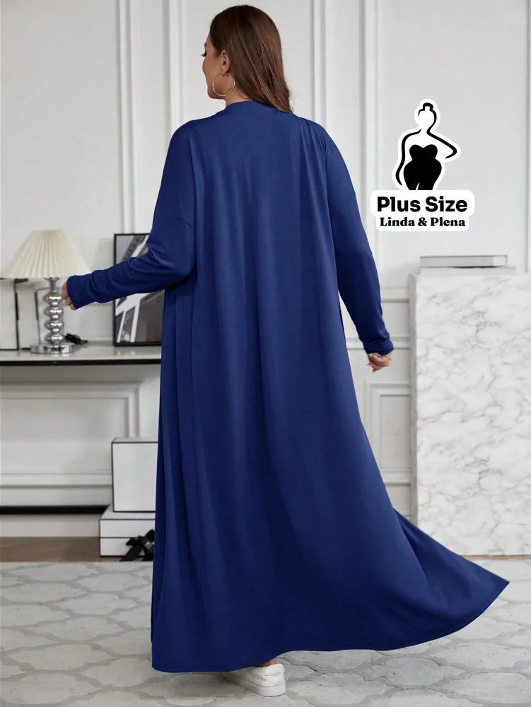 Conjunto Com Casaco Longo E Calça Comfy Plus Size Conjunto Com Casaco Longo E Calça Comfy Plus Size