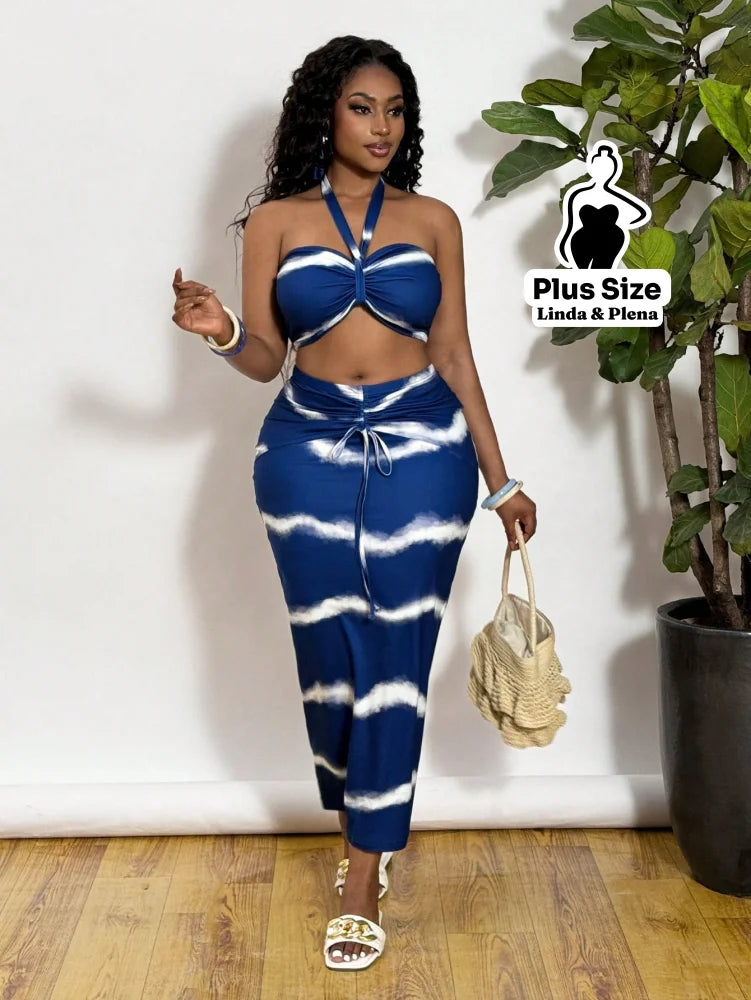 Conjunto Cropped Amarração Com Saia Longa Plus Size Conjunto Cropped Amarração Com Saia Longa Plus Size