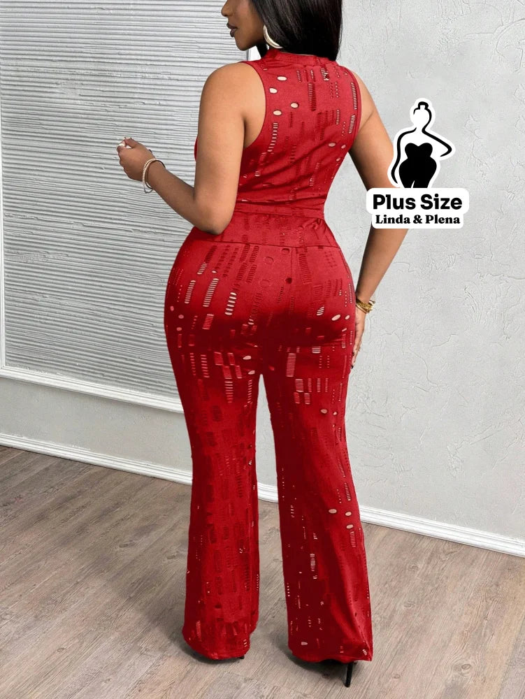 Conjunto Cropped Com Calça Flare Em Tule Plus Size Conjunto Cropped Com Calça Flare Em Tule Plus Size