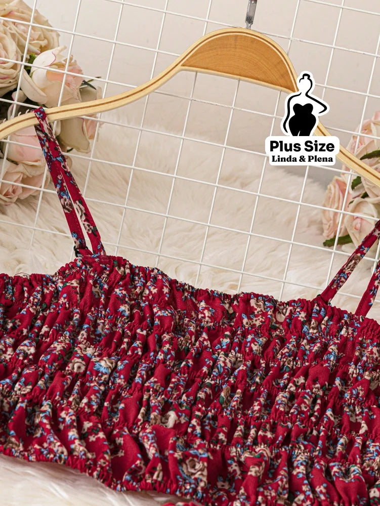 Conjunto Cropped Lastex Alça Fina Saia Longa Cós Alto Plus Size Conjunto Cropped Lastex Alça Fina Saia Longa Cós Alto