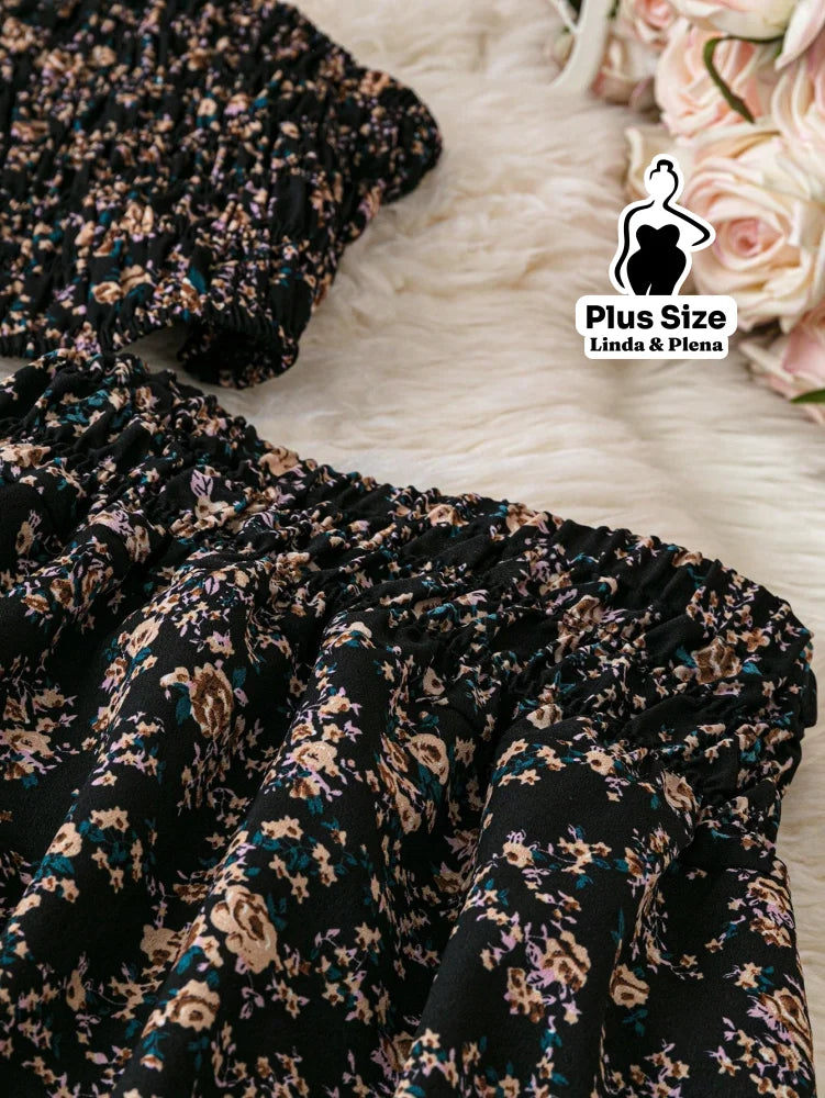 Conjunto Cropped Lastex Alça Fina Saia Longa Cós Alto Plus Size Conjunto Cropped Lastex Alça Fina Saia Longa Cós Alto