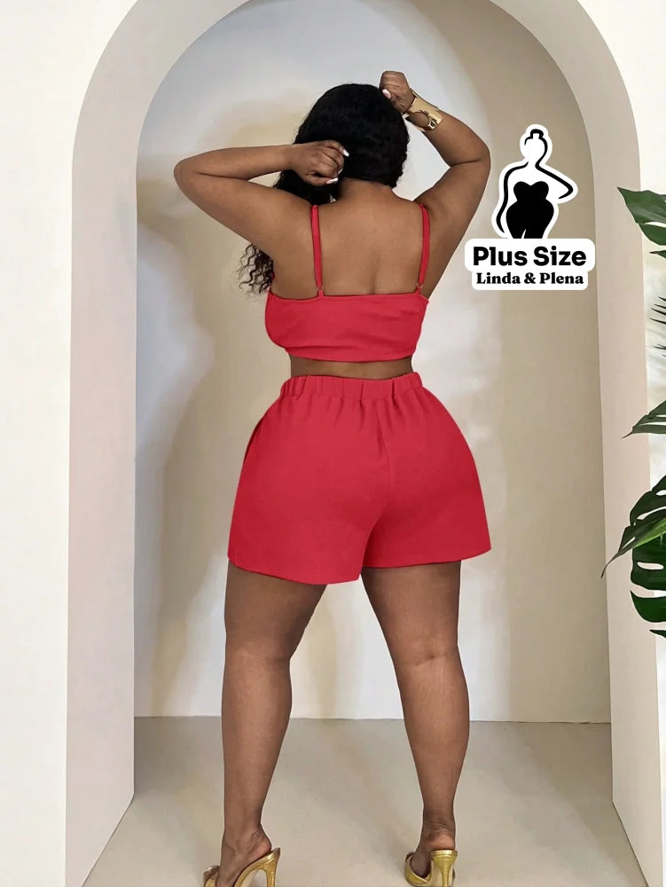 Conjunto de 2 peças Minimalista de Moda Casual Plus Size Conjunto de 2 peças Minimalista de Moda Casual Plus Size