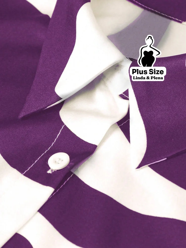 Conjunto Estampado com Camisa Aberta e Calça Solta Plus Size Conjunto Estampado com Camisa Aberta e Calça Solta Plus