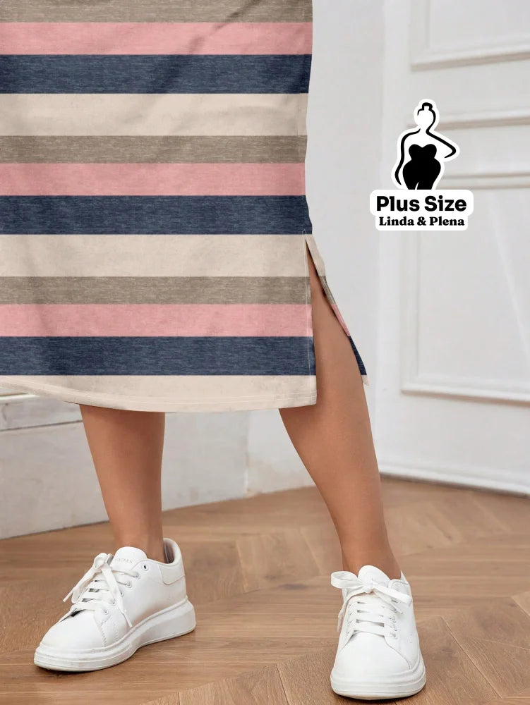 Conjunto Estampado Com Fenda Lateral Plus Size Conjunto Estampado Com Fenda Lateral Plus Size