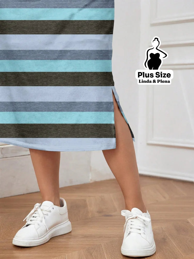 Conjunto Estampado Com Fenda Lateral Plus Size Conjunto Estampado Com Fenda Lateral Plus Size