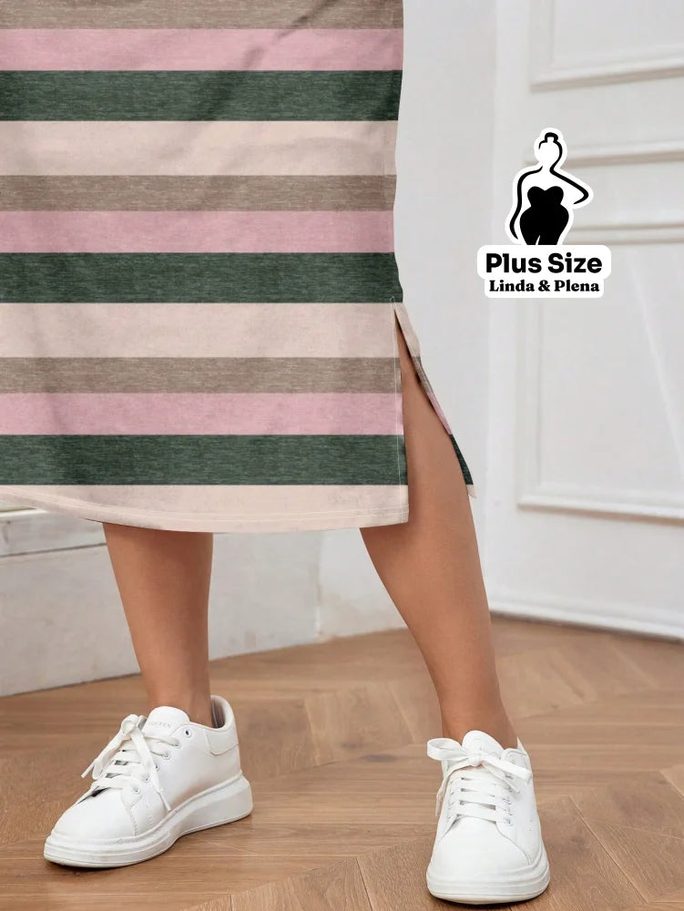 Conjunto Estampado Com Fenda Lateral Plus Size Conjunto Estampado Com Fenda Lateral Plus Size