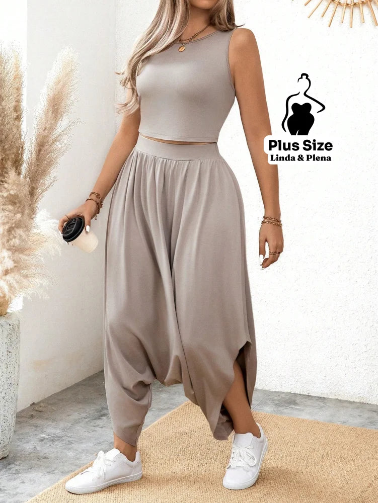 Conjunto Estilo Saruel Com Regata Justa Plus Size Conjunto Estilo Saruel Com Regata Justa Plus Size