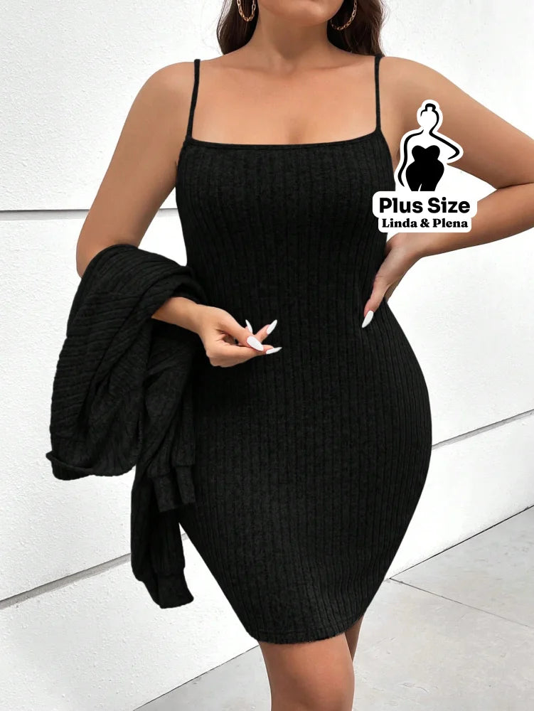 Conjunto Gola Alta Canelado Com Saia Justa Plus Size Conjunto Gola Alta Canelado Com Saia Justa Plus Size