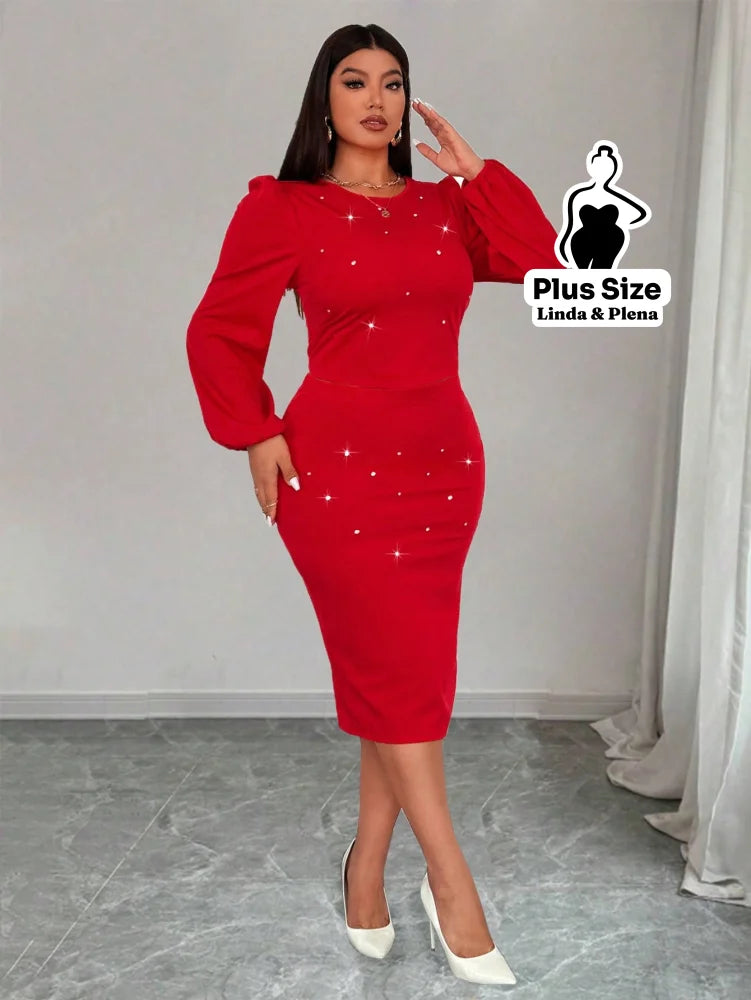 Conjunto Manga Bufante Com Brilhos E Saia Justa Plus Size Conjunto Manga Bufante Com Brilhos E Saia Justa Plus Size