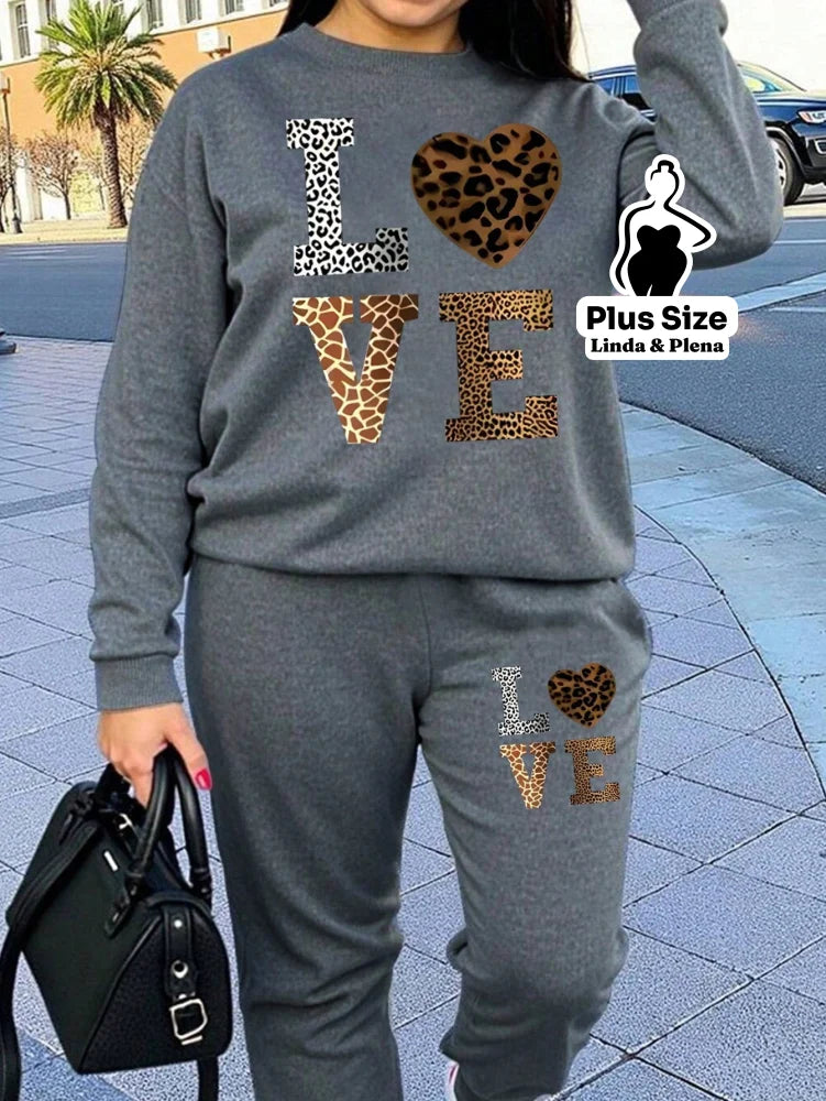 Conjunto Moletom Com Estampa Frontal Plus Size Conjunto Moletom Com Estampa Frontal Plus Size