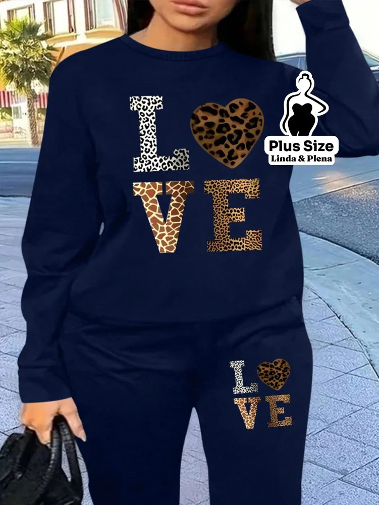 Conjunto Moletom Com Estampa Frontal Plus Size Conjunto Moletom Com Estampa Frontal Plus Size