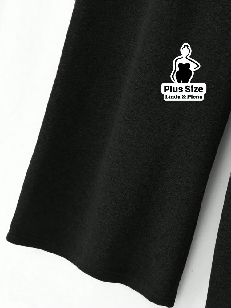 Conjunto Moletom Com Laço Poá No Ombro Plus Size Conjunto Moletom Com Laço Poá No Ombro Plus Size