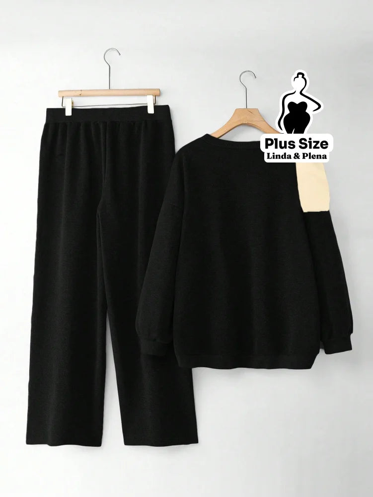 Conjunto Moletom Com Laço Poá No Ombro Plus Size Conjunto Moletom Com Laço Poá No Ombro Plus Size