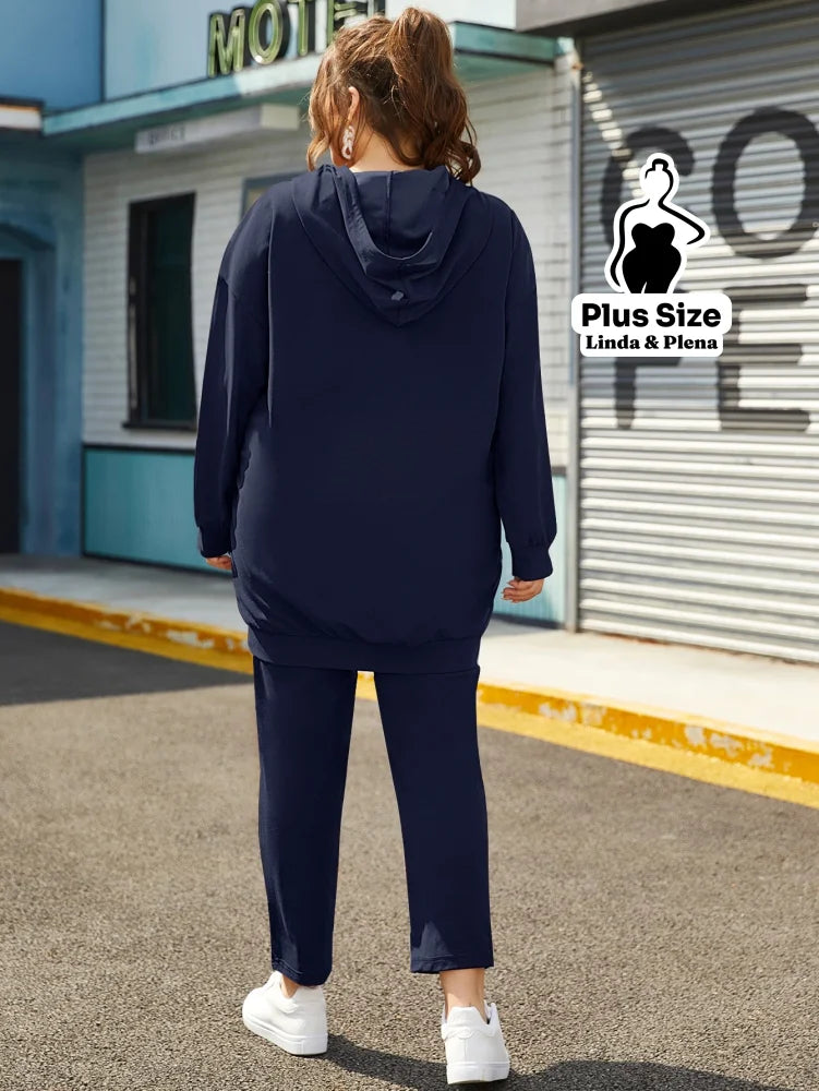 Conjunto Moletom Estampado Com Capuz E Calça Plus Size Conjunto Moletom Estampado Com Capuz E Calça Plus Size