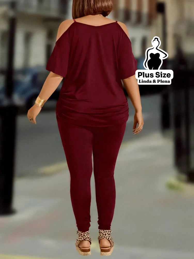 Conjunto Ombro Vazado com Zíper Decorativo Plus Size Conjunto Ombro Vazado com Zíper Decorativo Plus Size