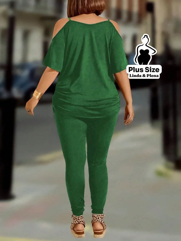 Conjunto Ombro Vazado com Zíper Decorativo Plus Size Conjunto Ombro Vazado com Zíper Decorativo Plus Size