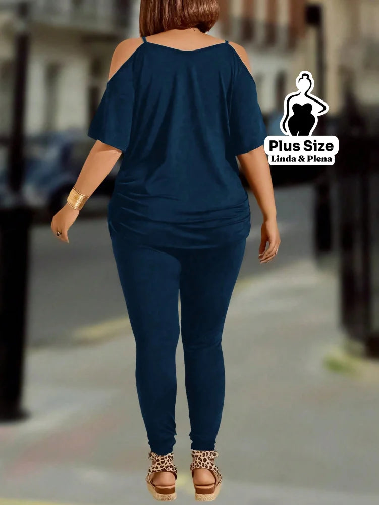 Conjunto Ombro Vazado com Zíper Decorativo Plus Size Conjunto Ombro Vazado com Zíper Decorativo Plus Size