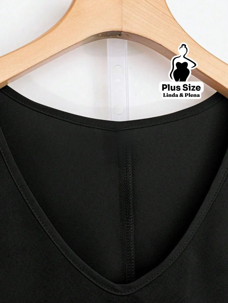 Conjunto Regata Assimétrica com Calça Estampada Plus Size Conjunto Regata Assimétrica com Calça Estampada Plus Size