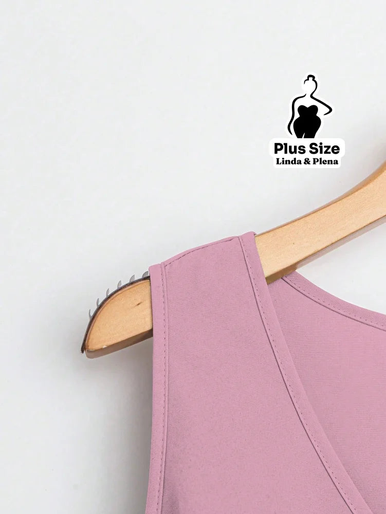 Conjunto Regata Assimétrica com Calça Estampada Plus Size Conjunto Regata Assimétrica com Calça Estampada Plus Size