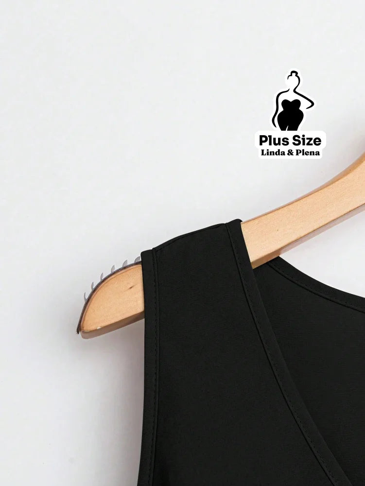 Conjunto Regata Assimétrica com Calça Estampada Plus Size Conjunto Regata Assimétrica com Calça Estampada Plus Size