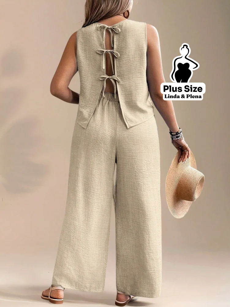 Conjunto Regata Cropped Pantalona Cós Alto Plus Size Conjunto Regata Cropped Pantalona Cós Alto Plus Size