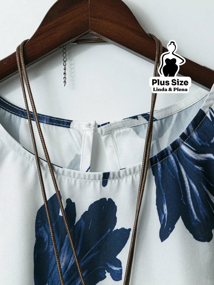 Conjunto Regata Floral Pantalona Cós Alto Plus Size Conjunto Regata Floral Pantalona Cós Alto Plus Size