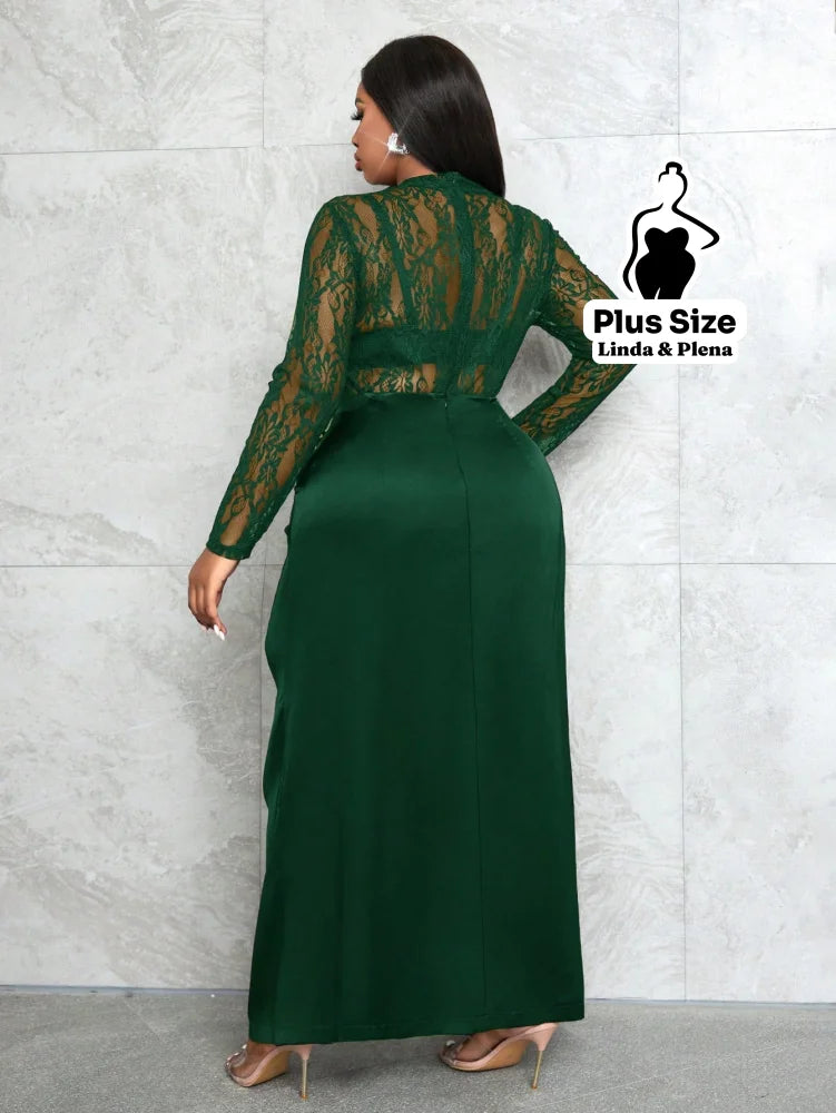 Conjunto Renda Com Saia Longa E Detalhe Cetim Plus Size Conjunto Renda Com Saia Longa E Detalhe Cetim Plus Size