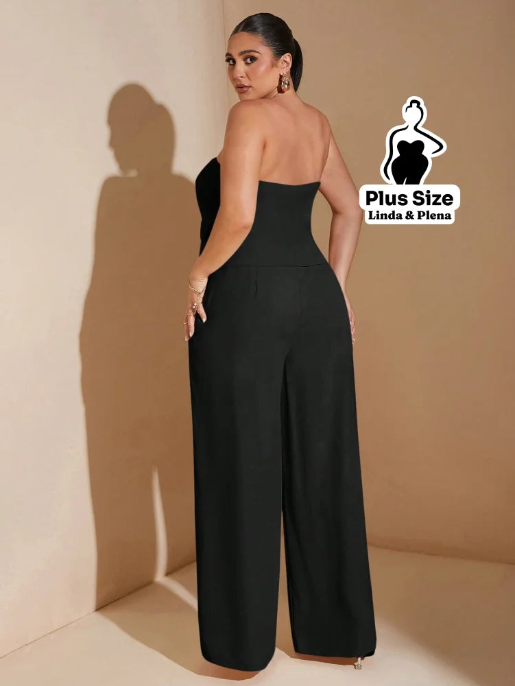 Conjunto Tomara Que Caia Botões Pantalona Cintura Alta Plus Size Conjunto Tomara Que Caia Botões Pantalona Cintura Alta
