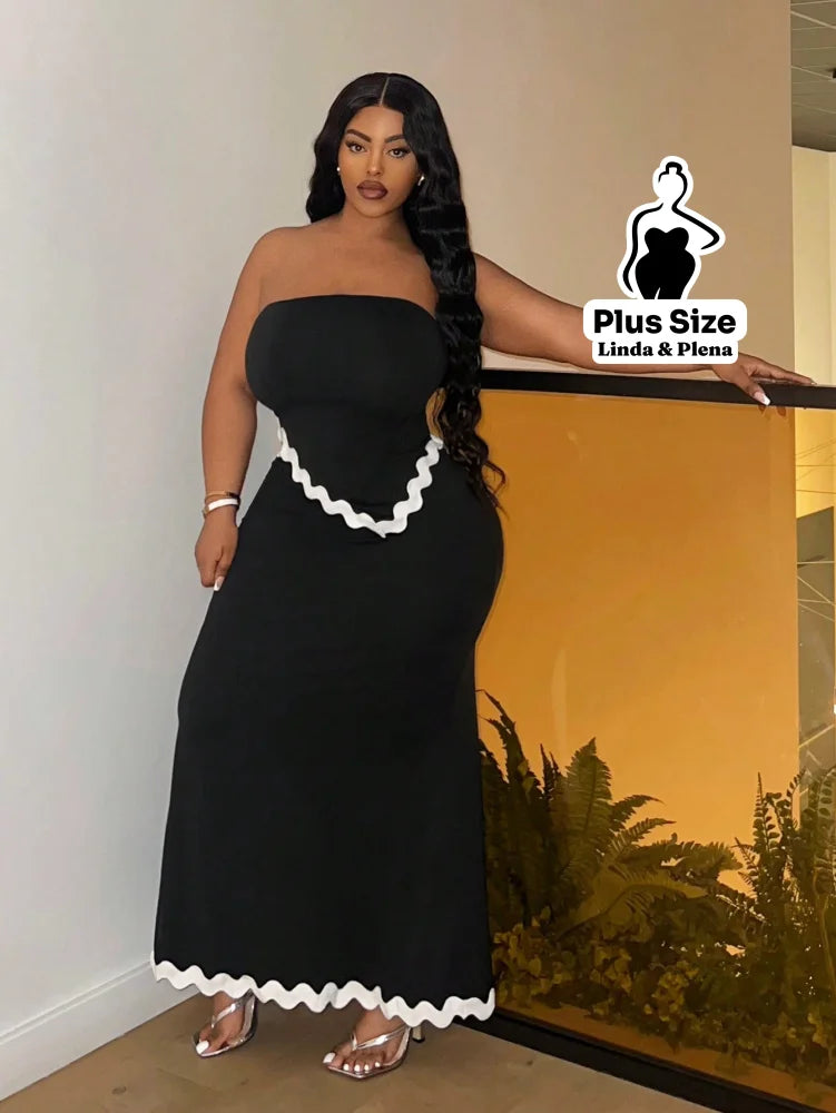 Conjunto Tomara Que Caia Com Detalhe Ondulado Plus Size Conjunto Tomara Que Caia Com Detalhe Ondulado Plus Size