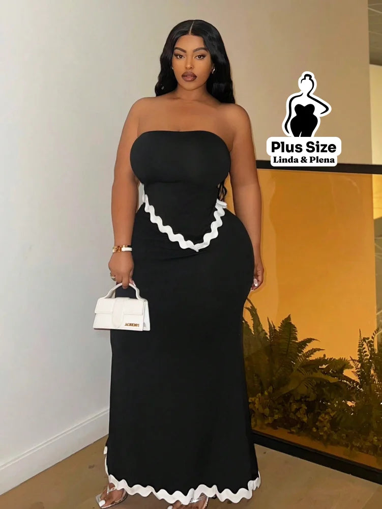 Conjunto Tomara Que Caia Com Detalhe Ondulado Plus Size Conjunto Tomara Que Caia Com Detalhe Ondulado Plus Size