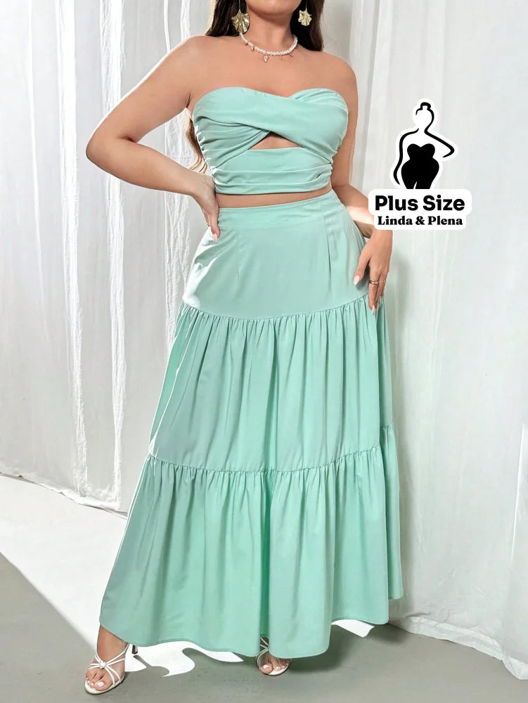 Conjunto Tomara Que Caia Com Recorte E Saia Longa Plus Size Conjunto Tomara Que Caia Com Recorte E Saia Longa Plus Size