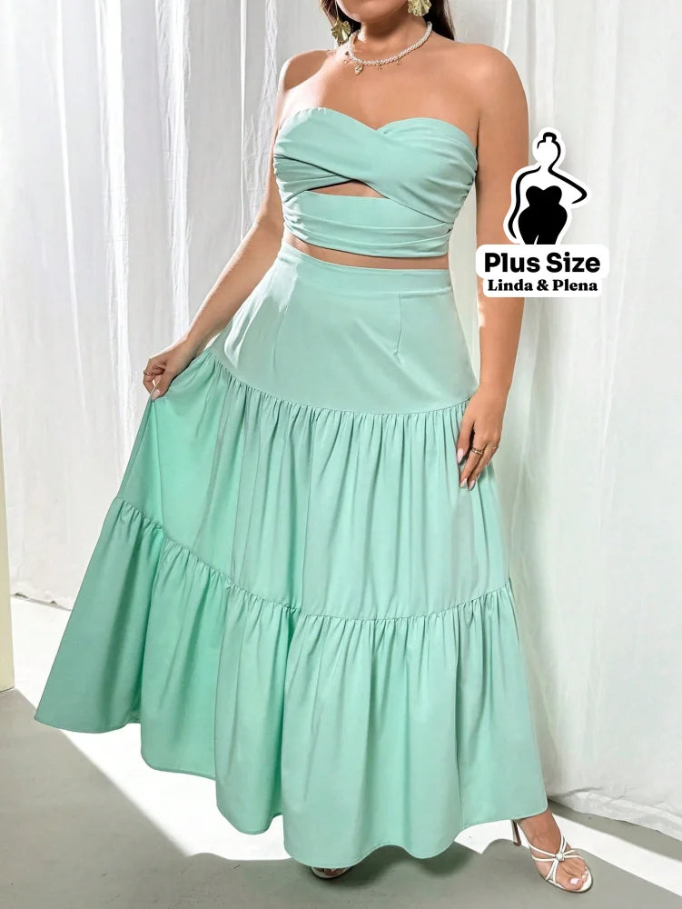 Conjunto Tomara Que Caia Com Recorte E Saia Longa Plus Size Conjunto Tomara Que Caia Com Recorte E Saia Longa Plus Size