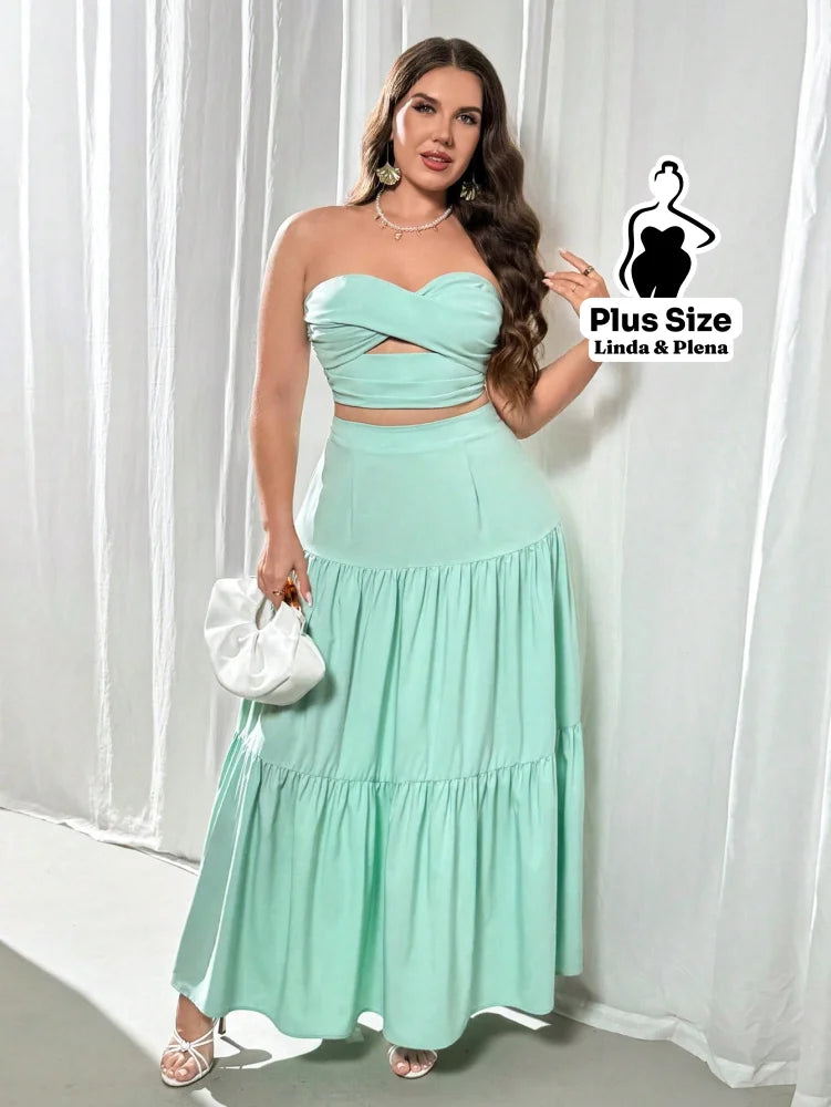 Conjunto Tomara Que Caia Com Recorte E Saia Longa Plus Size Conjunto Tomara Que Caia Com Recorte E Saia Longa Plus Size